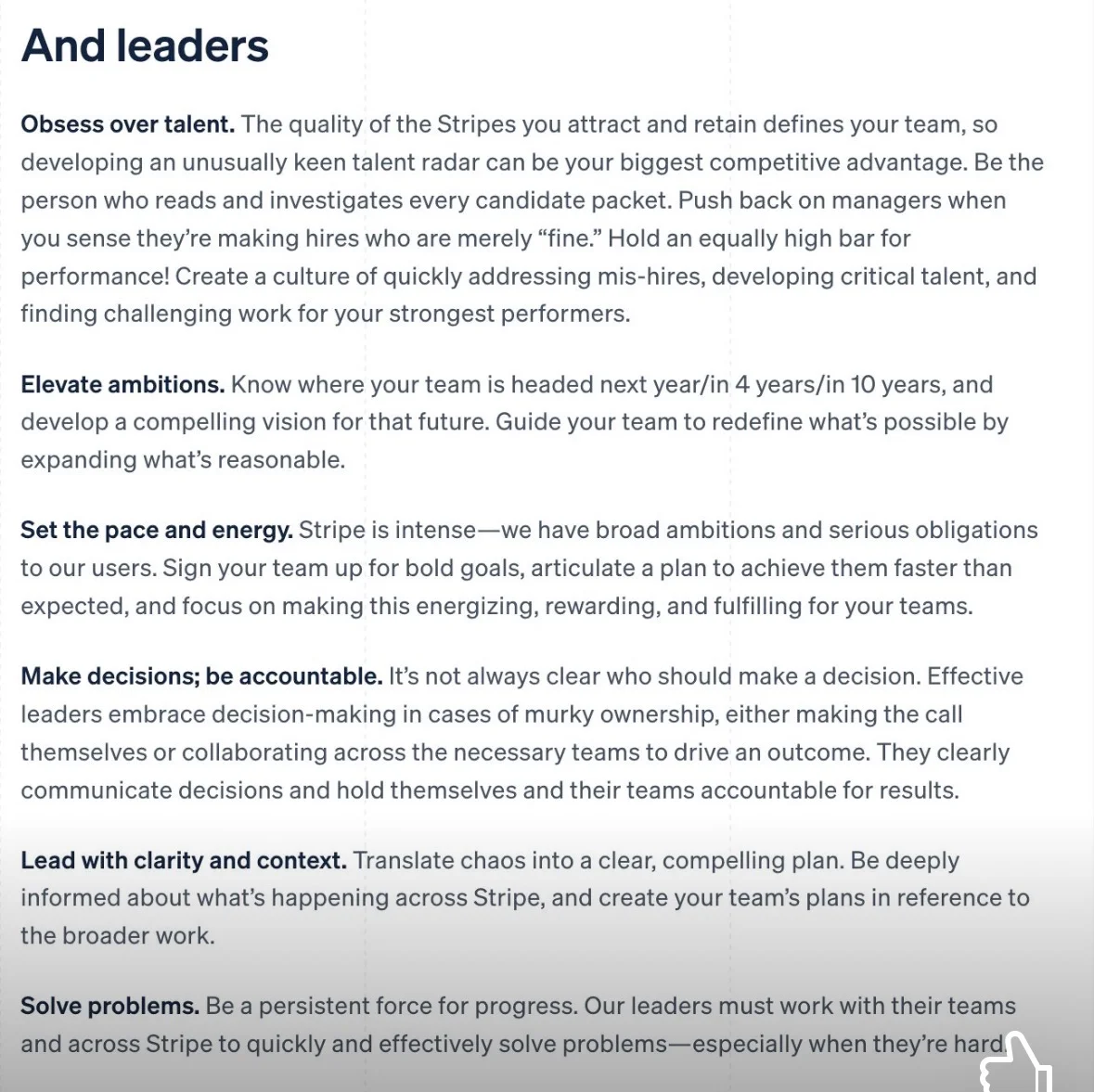 Stripe operating principles: And leaders
